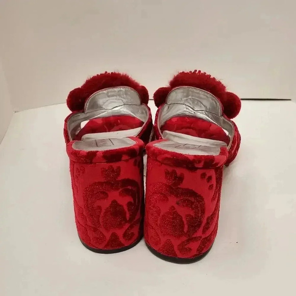Marc Jacob EMBELLISHED VELVET-DAMASK MULES IN RED Size 39.5 - Picture 8 of 11
